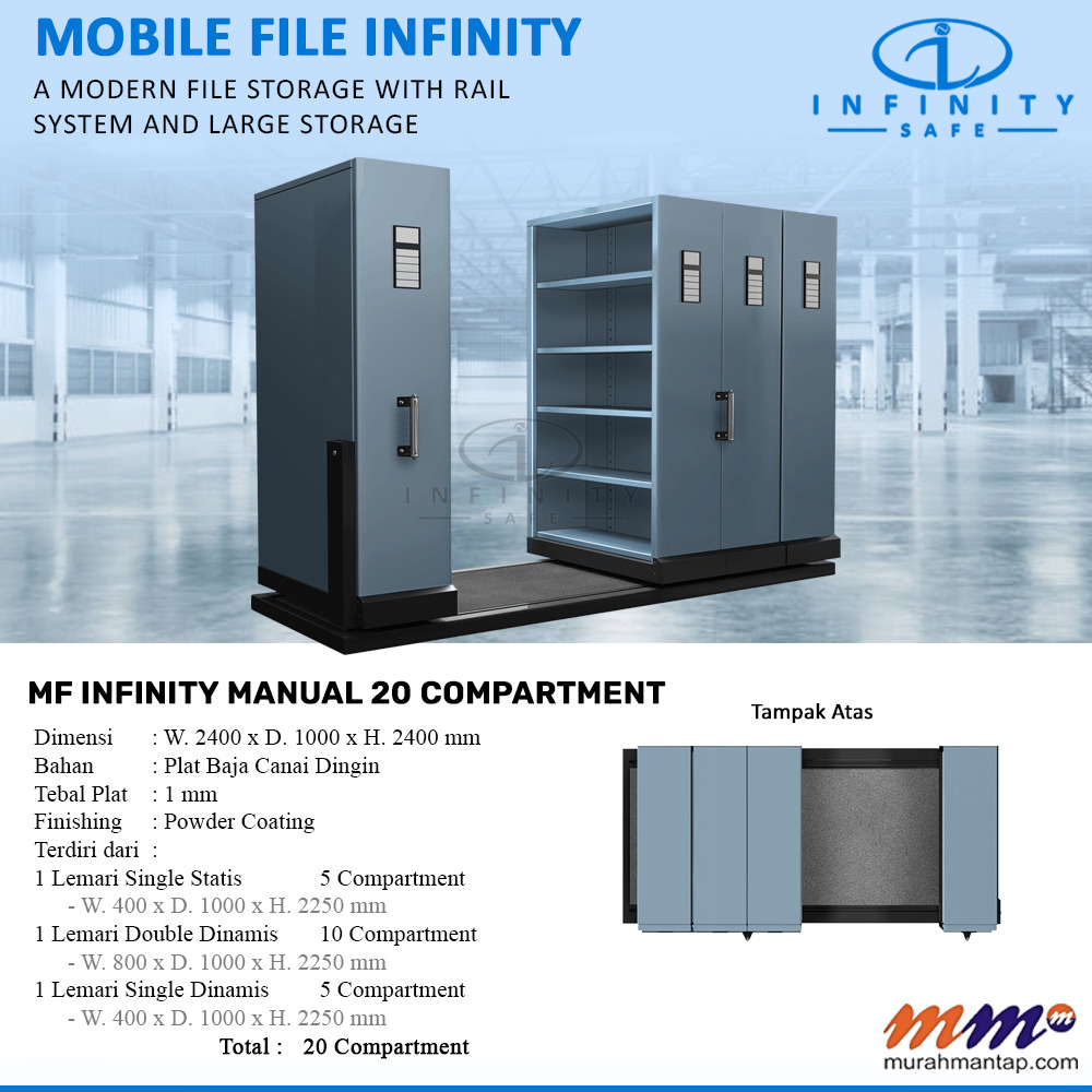 Mobile File Infinity Manual 20 Compartment ( 20 Rak ) - 5 Rak