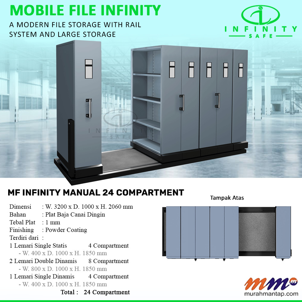 Mobile File Infinity Manual 24 Compartment ( 24 Rak ) - 4 Rak