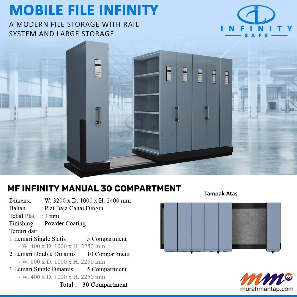 Mobile File Infinity Manual 30 Compartment ( 30 Rak ) - 5 Rak