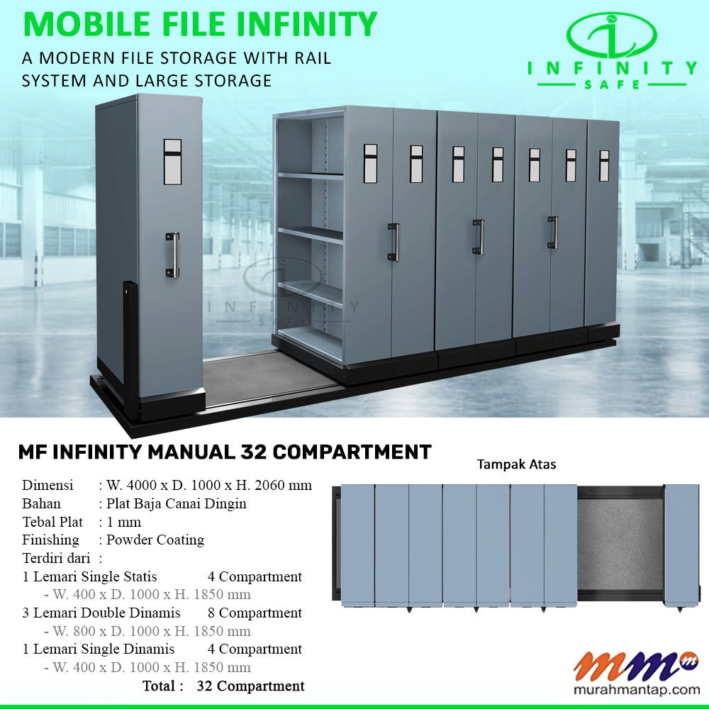 Mobile File Infinity Manual 32 Compartment ( 32 Rak ) - 4 Rak