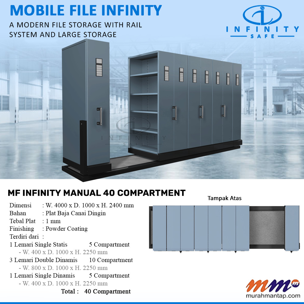 Mobile File Infinity Manual 40 Compartment ( 40 Rak ) - 5 Rak