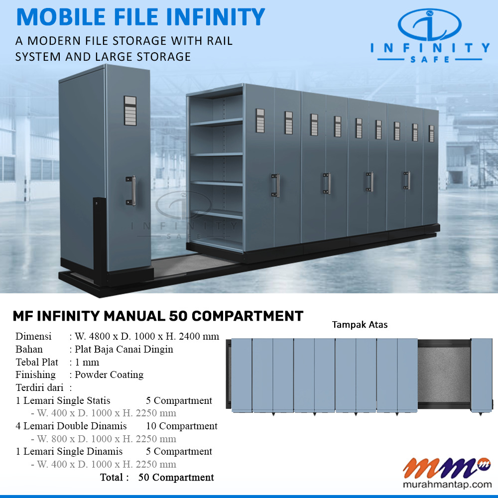 Mobile File Infinity Manual 50 Compartment ( 50 Rak ) - 5 Rak