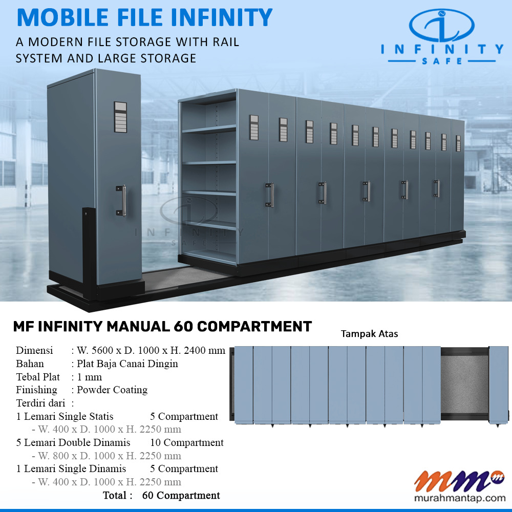 Mobile File Infinity Manual 60 Compartment ( 60 Rak ) - 5 Rak